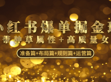 (3619)小红书爆单掘金班:自带种草属性+高质量女粉 准备篇+布局篇+规则篇+运营篇