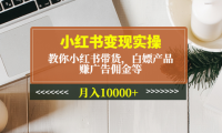 (3705)小红书变现实操:教你小红书带货,白嫖产品,赚广告佣金等,月入10000+