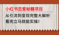 (3712)小红书恋爱秘籍项目,从引流到变现完整大解析,看完立马就能实操!
