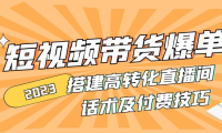 (3731)2023短视频带货爆单 搭建高转化直播间 话术及付费技巧