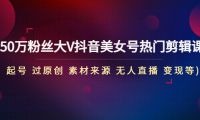 (3737)150万粉丝大V抖音美女号热门剪辑课(起号 过原创 素材来源 无人直播 变现)
