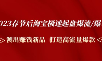 (3747)2023春节后淘宝极速起盘爆流/爆单:测出赚钱新品 打造高流量爆款