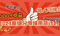(3753)2023新细分领域带货计划:单号单日1000+收益不难,每人可操作3-5个账号