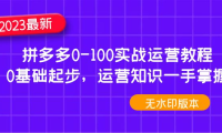（3762）2023拼多多0-100实战运营教程，0基础起步，运营知识一手掌握（无水印课程）