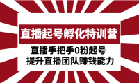 （3791）直播起号孵化特训营：直播手把手0粉起号 提升直播团队赚钱能力（无水印课程）