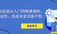 （3830）万相台投放·新手到精通课程，学会这些，低成本拿流量不愁！（无水印课程）