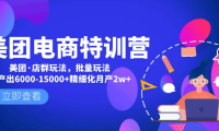 (3837)美团电商特训营:美团·店群玩法,无脑铺货月产出6000-15000+精细化月产2w+