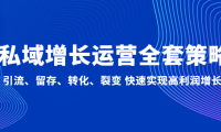 （3852）私域增长运营全套策略：引流、留存、转化、裂变 快速实现高利润增长（无水印课程）