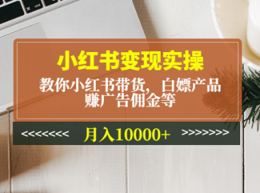 (3705)小红书变现实操:教你小红书带货,白嫖产品,赚广告佣金等,月入10000+