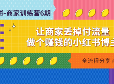 (3708)小红书-商家训练营12期:让商家丢掉付费流量,做个赚钱的小红书博主