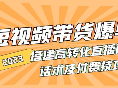 (3731)2023短视频带货爆单 搭建高转化直播间 话术及付费技巧