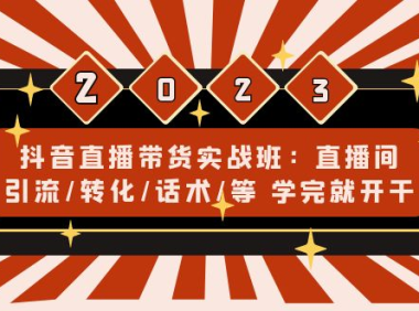 （3738）抖音直播带货实战班：直播间引流/转化/话术/等 学完就开干