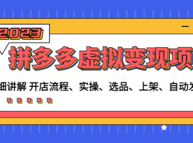 (3756)拼多多虚拟变现项目:讲解开店流程-实操-选品-上架-自动发货等