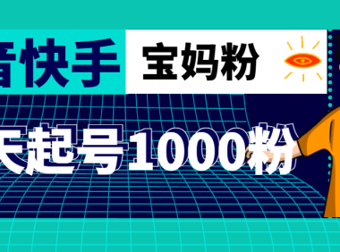 (3757)抖音快手三天起号涨粉1000宝妈粉丝的核心方法【详细玩法教程】
