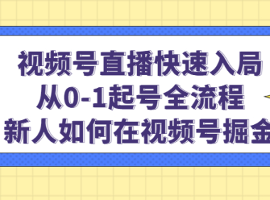 （3763）视频号直播快速入局：从0-1起号全流程，新人如何在视频号掘金（无水印课程）
