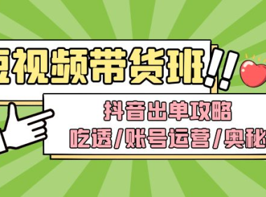 (3798)短视频带货内训营:抖音出单攻略,吃透/账号运营/奥秘,轻松带货