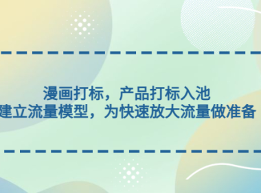 （3822）漫画打标，产品打标入池，建立流量模型，为快速放大流量做准备（无水印课程）