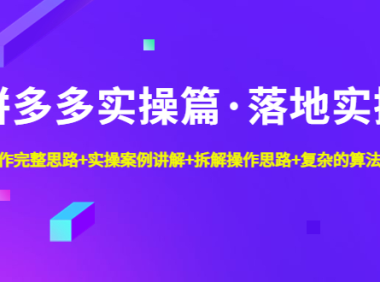 (3870)拼多多实操篇·落地实操 完整思路+实操案例+拆解操作思路+复杂的算法简单化