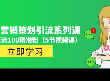 （3872）价值百万的微信营销策划引流系列课，每天引流100精准粉（5节视频课）