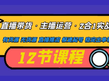 （3889）直播带货·主播运营2合1实战课 有货源 无货源 直播推流 极速起号 稳定出单