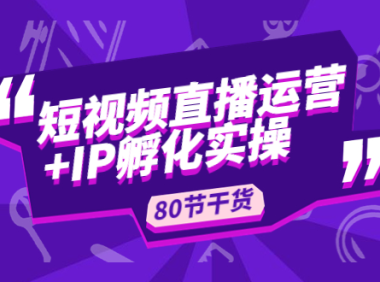 （3897）短视频直播运营+IP孵化实战：80节干货实操分享
