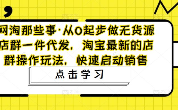 （3905）从0起步做无货源店群一件代发，淘宝最新的店群操作玩法，快速启动销售