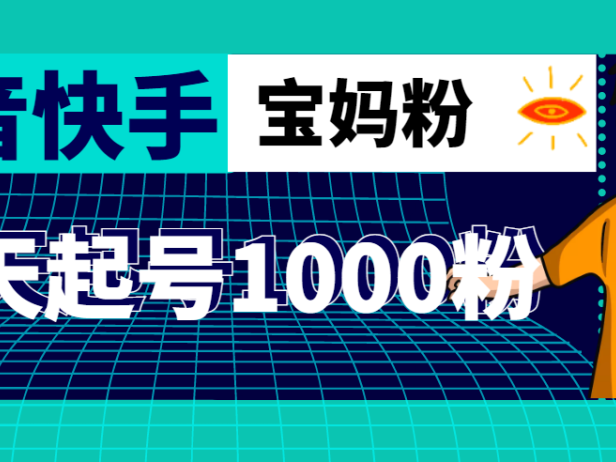 （3757）抖音快手三天起号涨粉1000宝妈粉丝的核心方法【详细玩法教程】