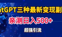 (4045)实操日入500+的chatGPT三种变现副业:有手就行的暴力引流【教程+源码】