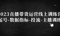 （4065）2023直播带货运营线上训练营，起号-数据指标-投流-主播训练