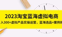 (4117)2023淘宝蓝海虚拟电商,日入300+虚拟产品实操运营,蓝海选品+案例拆解