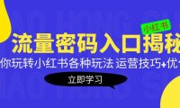 (4136)小红书流量密码入口揭秘:带你玩转小红书各种玩法 运营技巧+优化!