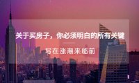 (4149)某公众号付费文章《关于买房子 你必须明白的所有关键-写在涨潮来临前》