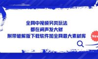 (4205)全网中视频另类玩法,都在闷声发大财,附带下载软件加全网最大素材库