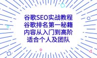 （4219）谷歌SEO实战教程：谷歌排名第一秘籍，内容从入门到高阶，适合个人及团队