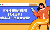 （4222）拼多多爆款特训营【3月更新】，全套实战干货​复盘课程（无水印课程）