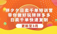 （4245）拼夕夕日卖千单特训营，带你做好玩转拼多多，日卖千单快速复制 (更新至3月)