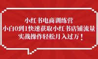 （4279）小红书电商训练营，小白0到1快速获取小红书店铺流量，实战操作月入过万
