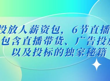 （3958）投放人薪资包，6节直播课，包含直播带货、广告投放、以及投标的独家秘籍