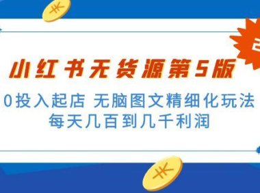 (3967)绅白不白小红书无货源第5版 0投入起店 无脑图文精细化玩法 日入几百到几千