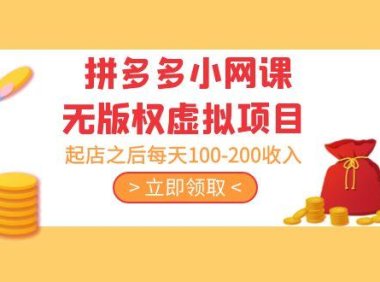 (3979)黄岛主 · 拼多多小网课无版权虚拟项目分享课:起店之后每天100-200收入