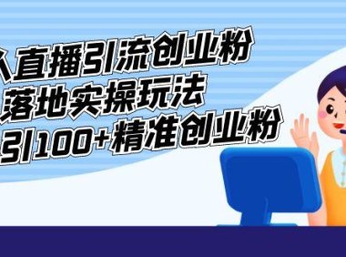（4030）外面收费3980的无人直播引流创业粉落地实操玩法，单日引100+精准创业粉