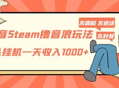 (4054)抖音Steam撸音浪玩法 挂机一天1000+不露脸 不说话 不封号 社恐人群福音