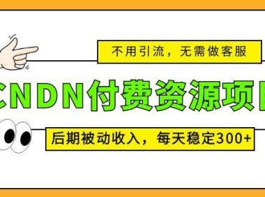 (4084)CNDN付费资源项目,不用引流,无需做客服,后期被动收入,每天稳定300+