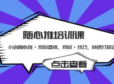 (4094)随心推培训课:小店随心推·投放逻辑,投放·技巧,快速打标签