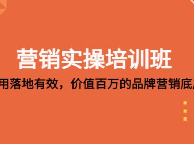 (4110)营销实操培训班:简单实用-落地有效,价值百万的品牌营销底层逻辑