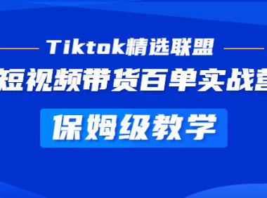 （4115）Tiktok精选联盟·短视频带货百单实战营 保姆级教学 快速成为Tiktok带货达人