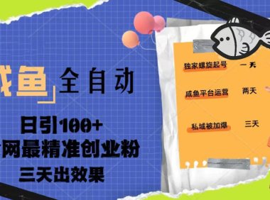 (4140)23年咸鱼全自动暴力引创业粉课程,日引100+三天出效果