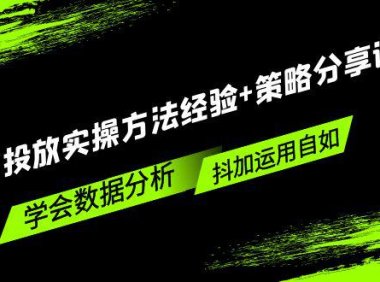 （4167）抖加投放实操方法经验+策略分享课，学会数据分析，抖加运用自如！