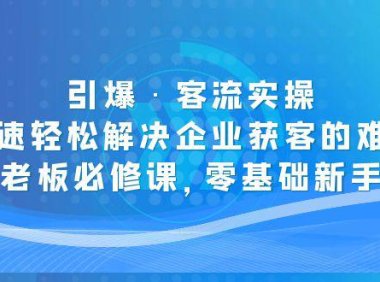 (4168)引爆·客流实操:快速轻松解决企业获客的难题,老板必修课,零基础新手