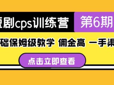 (4188)盗坤·短剧cps训练营第6期,0基础保姆级教学,佣金高,一手渠道!